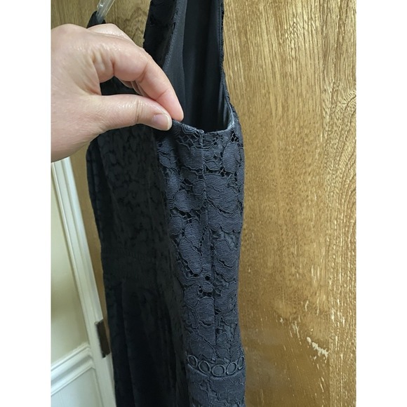 Loft Womens Little Black Dress Sz 14 Lace Fit & Flare Sleeveless Cocktail Party - Picture 9 of 9